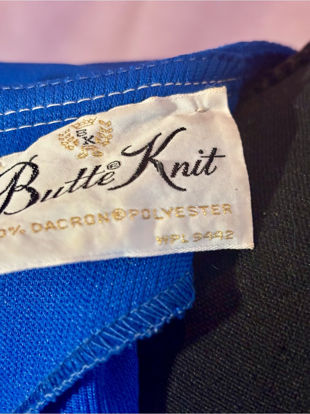 Vintage 60s 70s Butte Knit Royal Blue Mod Fit & Flare Dress Sleeveless Trim M/L - Picture 9 of 16